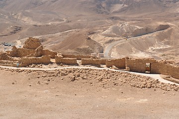 Image showing Ruins of ancient Masada fortress in the desert