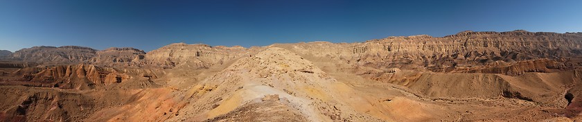 Image showing Scenic desert landscape in the Small Crater (Makhtesh Katan) in Negev desert