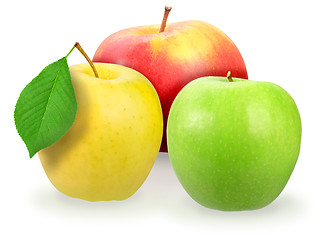 Image showing Three fresh motley apple