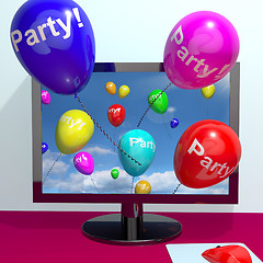 Image showing Balloons With Party Text Showing Invitation Sent Online