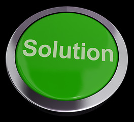 Image showing Solution Computer Button In Green Showing Success And Strategy