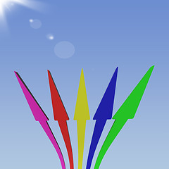 Image showing Group Of Arrows Pointing Up To The Sky Showing Progress Or Impro