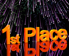 Image showing 1st Place Word And Fireworks To Show Winning And Victory