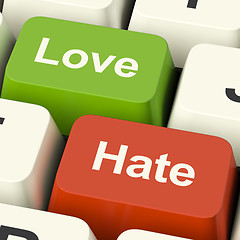 Image showing Love Hate Computer Keys Showing Emotion Anger And Conflict