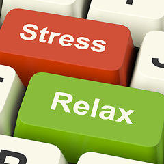 Image showing Stress Relax Computer Keys Showing Pressure Of Work Or Relaxatio