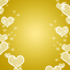 Image showing Yellow Hearts Bokeh Background With Blank Copyspace Showing Love