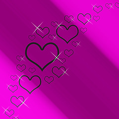 Image showing Mauve And Silver Hearts Background With Copyspace Showing Love R