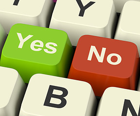 Image showing Yes No Keys Representing Uncertainty And Decisions Online