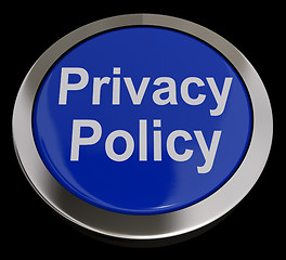 Image showing Privacy Policy Button In Blue Shows The Company Data Protection 