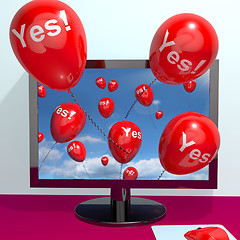 Image showing Yes Balloons From A Computer Showing Approval And Support Messag