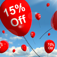 Image showing Balloon With 15% Off Showing Sale Discount Of Fifteen Percent