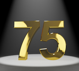 Image showing Gold 75th Or Seventy Five 3d Number Closeup Representing Anniver