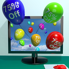 Image showing 75% Off Balloons From Computer Showing Sale Discount Of Seventy 