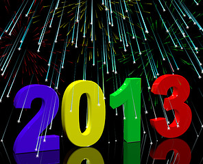 Image showing 2013 With Fireworks Representing Year Two Thousand And Thirteen