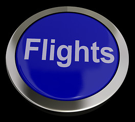 Image showing Flights Button In Blue For Overseas Vacation Or Holiday