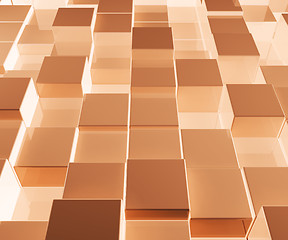 Image showing Bright Glowing Brown Glass Background With Artistic Cubes Or Squ
