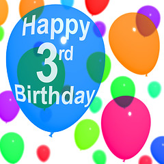 Image showing Multicolored Balloons For Celebrating A 3rd or Third Birthday