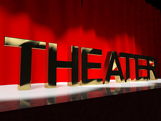 Image showing Theater Word On Stage Representing Broadway The West End And Act