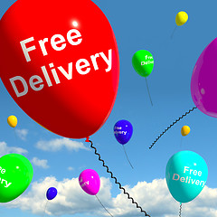 Image showing Free Delivery Balloons Showing No Charge Or Gratis To Deliver