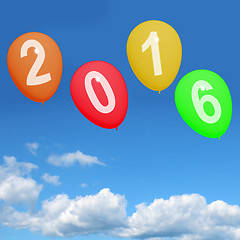 Image showing 2016 On Balloons Representing Year Two Thousand And Sixteen Cele