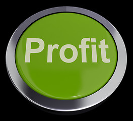 Image showing Profit Computer Button In Green Showing Earnings And Investment