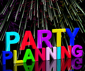 Image showing Party Planning Words Showing Birthday Or Anniversary Celebration