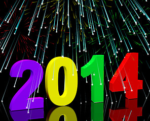 Image showing 2014 Numbers With Fireworks Representing Year Two Thousand And F