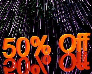 Image showing 50% Off With Fireworks Showing Sale Discount Of Fifty Percent