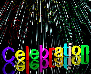 Image showing Word Celebration With Fireworks For New Years Or Independance
