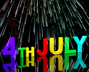 Image showing Fourth July Word And Fireworks As Symbol For America And Patriot