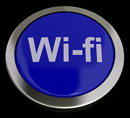 Image showing Blue Wifi Button For Hotspot Or Internet Connection
