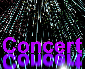 Image showing Concert Word On Stage With Firework Display