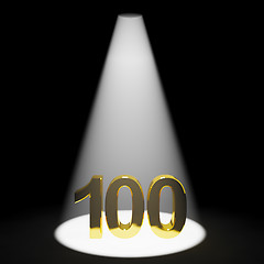 Image showing Gold 100th Or One Hundred 3d Number Representing Anniversary Or 