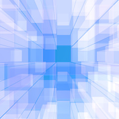 Image showing Bright Glowing Blue Glass Background With Artistic Cubes Or Squa