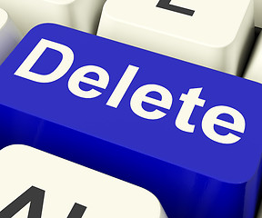 Image showing Delete Key In Blue To Erase Trash