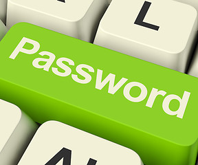 Image showing Password Computer Key In Green Showing Permission And Security