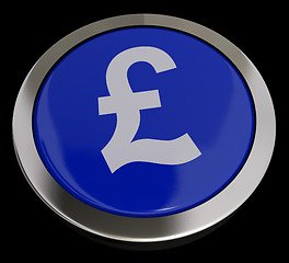 Image showing Pound Symbol Button In Blue Showing Money And Investment