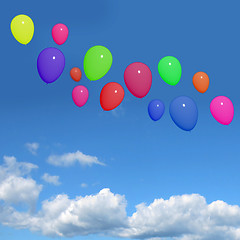 Image showing Festive Colorfull Balloons In The Sky For Birthday Or Anniversar