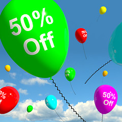 Image showing Balloon With 50% Off Showing Sale Discount Of Fifty Percent
