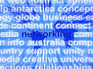 Image showing Networking Word Over World Background Showing Relationships And