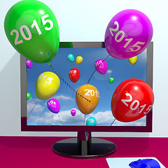 Image showing 2015 On Balloons From Computer Representing Year Two Thousand An