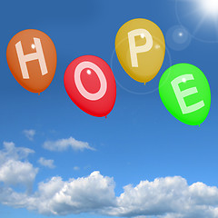 Image showing Hope Balloons In Sky As Sign Of Wishing And Hoping