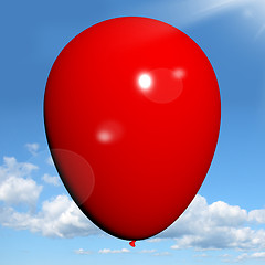 Image showing Red Balloon On Sky Background Has Copyspace For Party Invitation