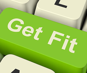 Image showing Get Fit Computer Key Showing Exercise And Working Out For Fitnes