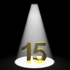 Image showing Gold 15th Or Fifteen 3d Number Representing Anniversary Or Birth