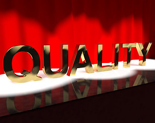 Image showing Quality Word On Stage Showing Excellence Perfection And Improvem