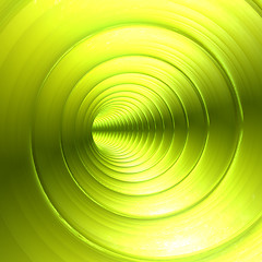 Image showing Green Vortex Abstract Background With Twirling Twisting Spiral
