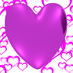 Image showing Mauve Heart On A Hearts Background Showing Love Romance And Vale