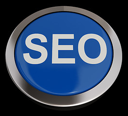 Image showing SEO Button In Blue Showing Internet Marketing And Optimization