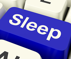 Image showing Sleep Computer Key Showing Insomnia Or Sleeping Disorders Online